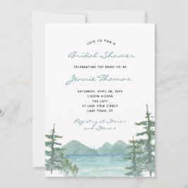 Convite Chá de panela de Aquarela do Tema do Lago Montanha