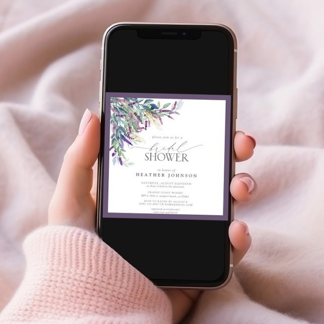 Convite Chá de panela de Aquarela Floral de Lavanda Elegan (Criador carregado)