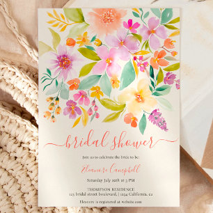 Convite Chá de panela de aquarela floral do jardim de Verã