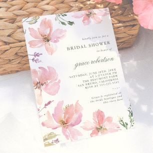 Convite Chá de panela de Aquarela Floral Elegante Primaver