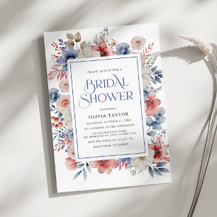 Convite Chá de panela de Aquarela Floral Moderno de invern