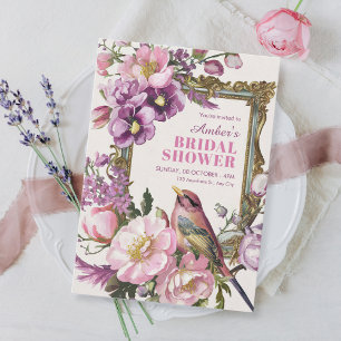 Convite Chá de panela de aquarela floral rosa