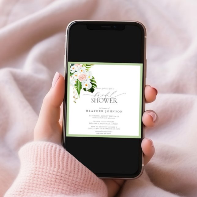 Convite Chá de panela de Aquarela Orquídea Tropical Elegan (Criador carregado)