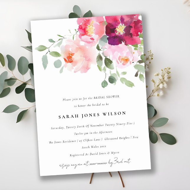 Convite Chá de panela de Aquarela Rosa do Bordo Rosa (Criador carregado)