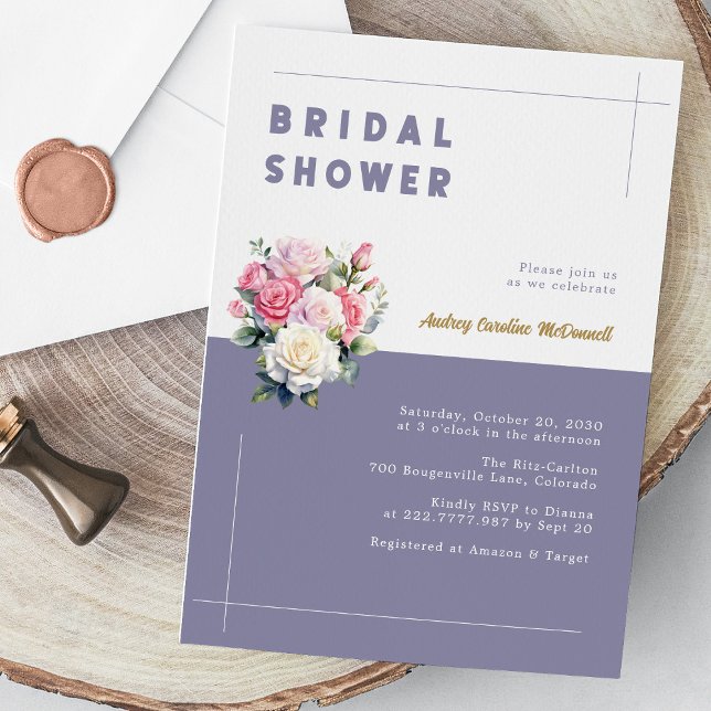 Convite Chá de panela de Aquarela Rosa Rosa-Rosa-Rosa-Chic (Elegant Chic Pink Rose Watercolor Bridal Shower Invitation)