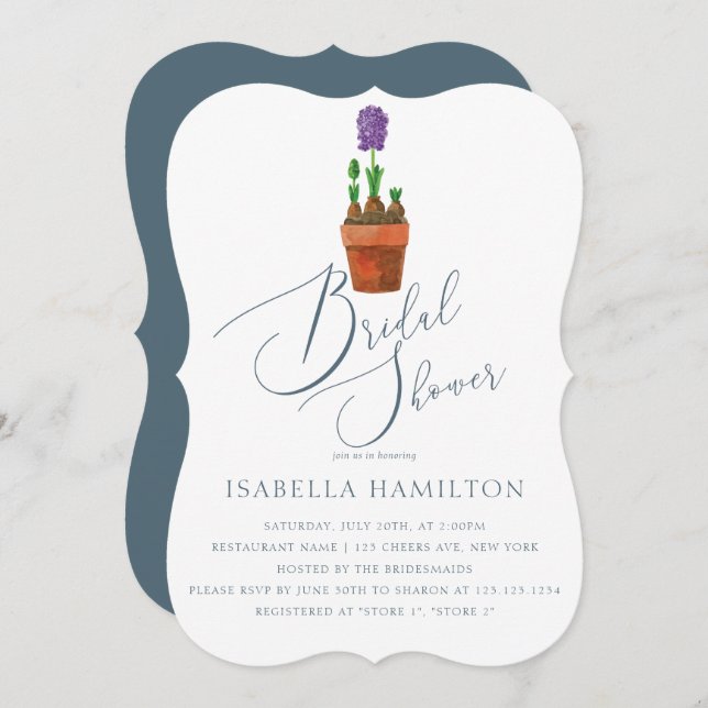 Convite Chá de panela de Aquarela Simples e Elegante (Frente/Verso)