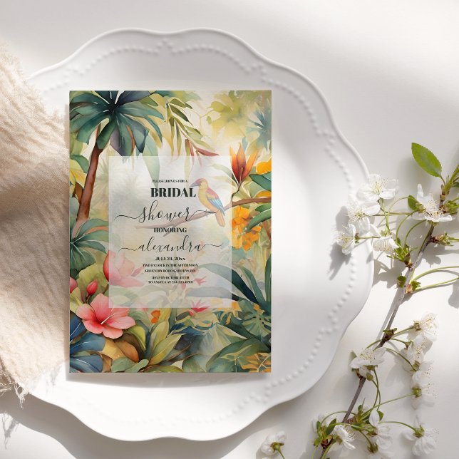 Convite Chá de panela de aquarela tropical (Criador carregado)