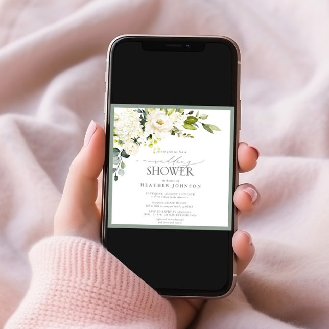 Convite Chá de panela de Aquarela Verde da Cinza Branca El (Criador carregado)