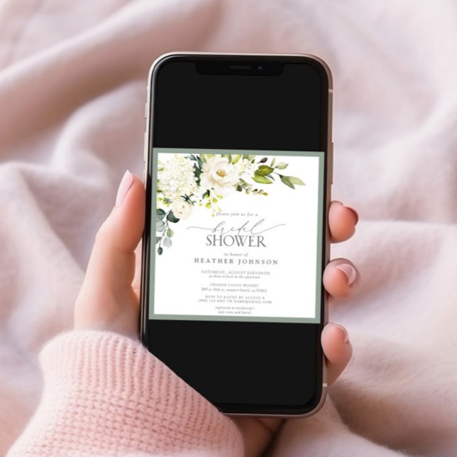 Convite Chá de panela de Aquarela Verde da Cinza Branca El (Criador carregado)