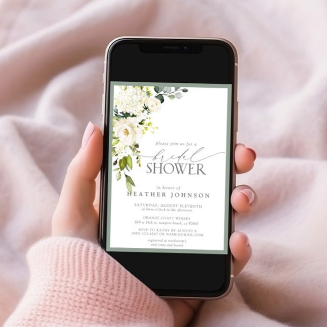 Convite Chá de panela de Aquarela Verde da Cinza Branca El (Criador carregado)