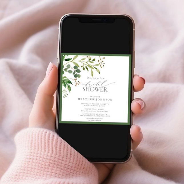 Convite Chá de panela de Aquarela Verde Oleícola Elegante (Criador carregado)