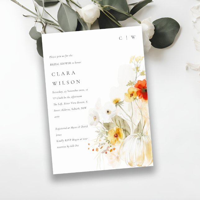 Convite Chá de panela de Aquarelas de Flor Selvagem (Criador carregado)