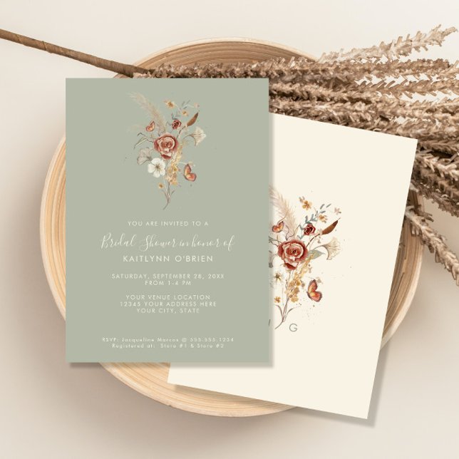 Convite Chá de panela de Aquarelas Florais de Flores Selva (Criador carregado)