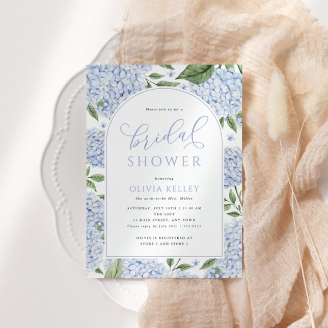 Convite Chá de panela de Arca Flor de Hydrangea Azul (Criador carregado)