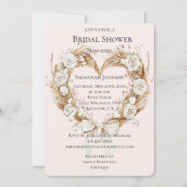 Convite Chá de panela de Arco Floral de Rosas Brancas