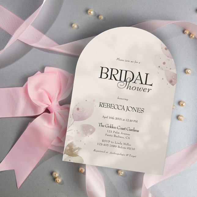 Convite Chá de panela de Arco Floral Rosa-Cinza Dusty Muçu (Criador carregado)