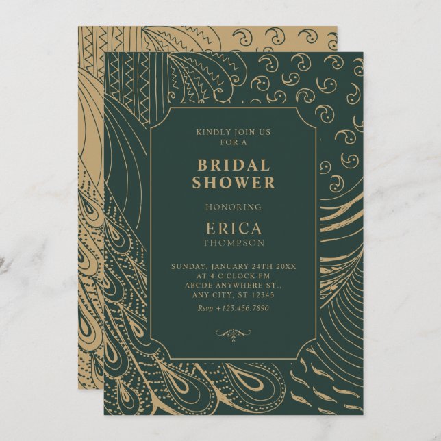 Convite Chá de panela de arte de enfeite (Frente/Verso)