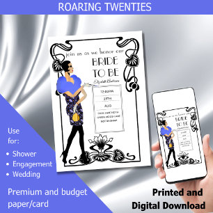 Convite Chá de panela de Arte Deco Gatsby Rousada dos ano