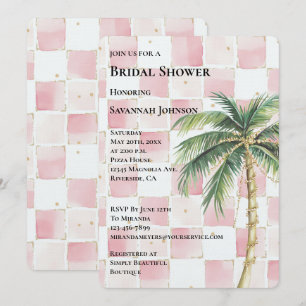 Convite Chá de panela de Árvore Dourada Tropical Pink Squa