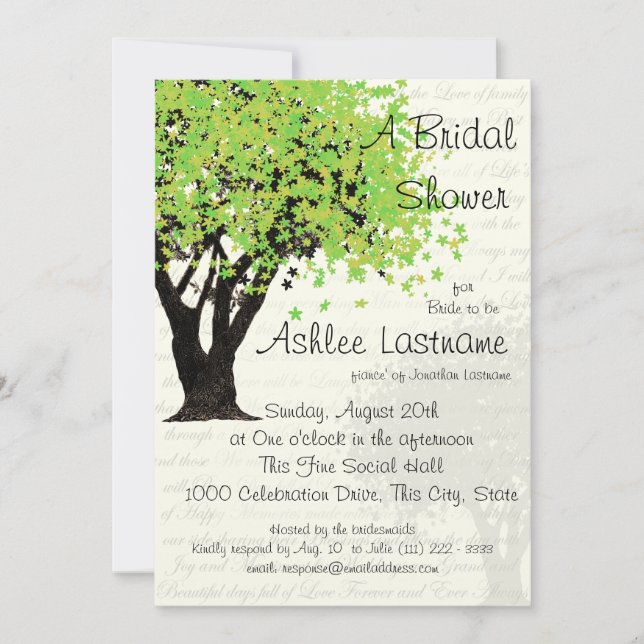 Convite Chá de panela de árvores de Blooms dançantes (Frente)