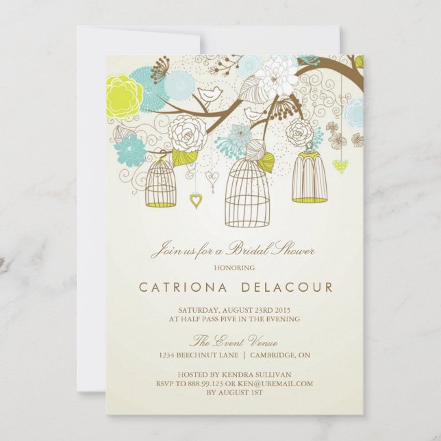 CONVITE CHÁ DE PANELA DE AVES AZUIS E AMARELO (Frente)