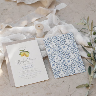 Convite Chá de panela de Azulejos de Lemon e Mediterrâneo