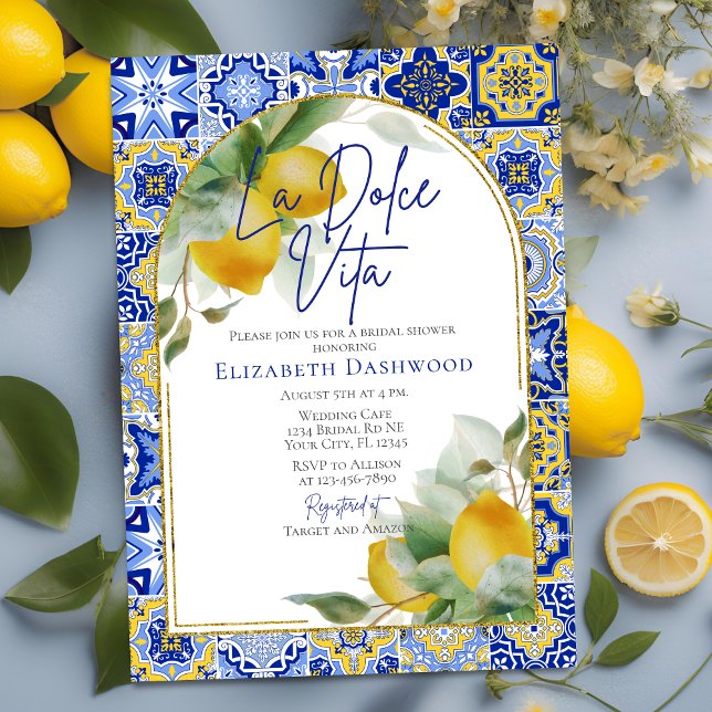 Convite Chá de panela de Azulejos italiano Lemons da Dolce (Criador carregado)