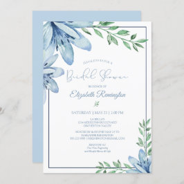 Convite Chá de panela de Blogues Florais Azul de Aquarela