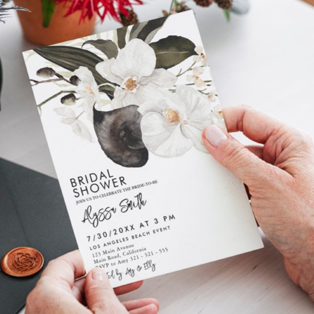 Convite Chá de panela de Blooms Modernos da Orquídea Flora (Criador carregado)