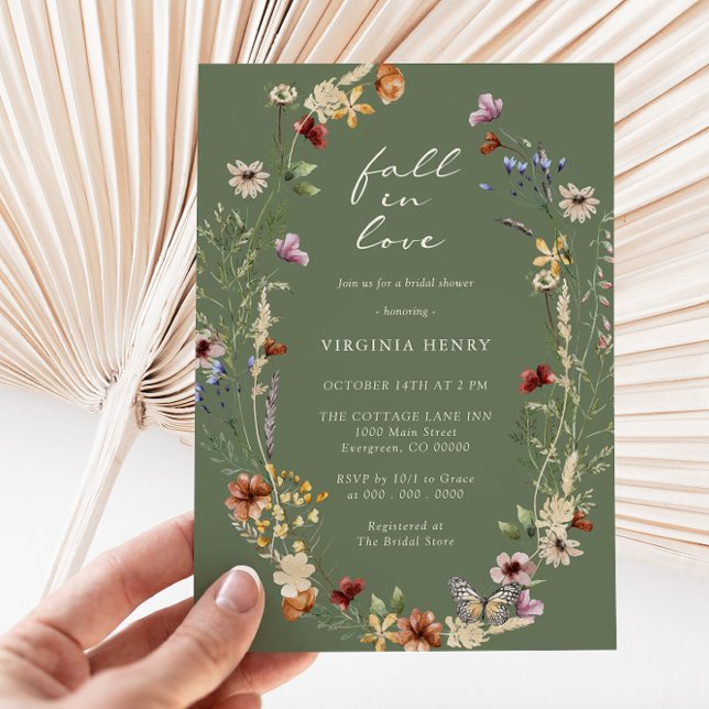 Convite Chá de panela De Boho De Queda (Fall In Love Boho Bridal Shower Invitation
)
