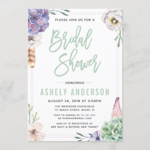 Convite Chá de panela de Boho do Succulent do deserto