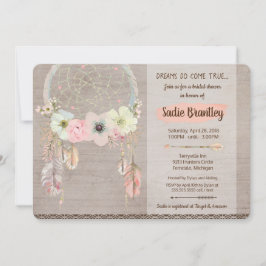 Convite Chá de panela de Boho, Dreamcatcher rústico