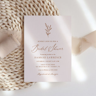 Convite Chá de panela de Boho Rosa Mínimo