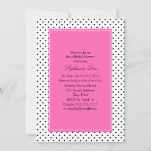 Convite Chá de panela de Bolinhas preto, branco e rosa qu