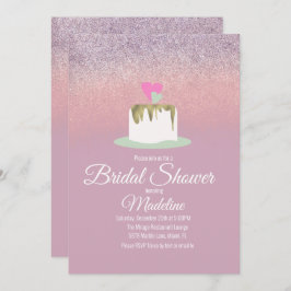 Convite Chá de panela De Bolo De Bolo De Foil Com Largura