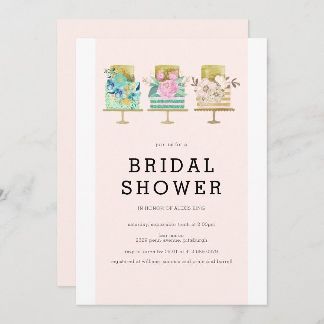 Convite Chá de panela De Bolo De Casamento (Frente/Verso)