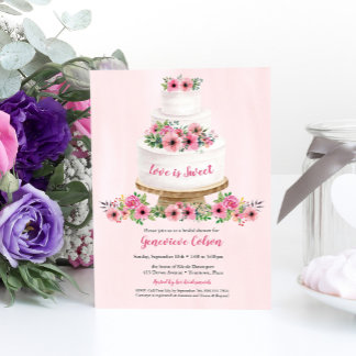 Convite Chá de panela De Bolo De Casamento Com Aquarela Ro