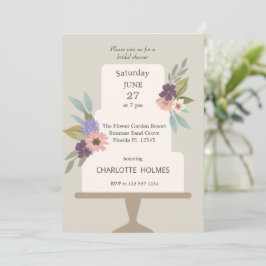 Convite Chá de panela de Bolo Floral Moderno