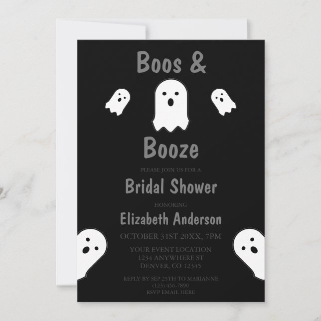 Convite Chá de panela de Boos e Booze Halloween (Frente)