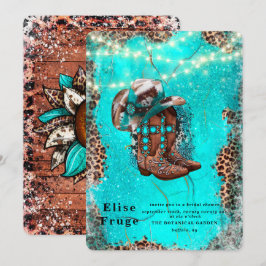 Convite Chá de panela de Boots do Cowboy Turquoise