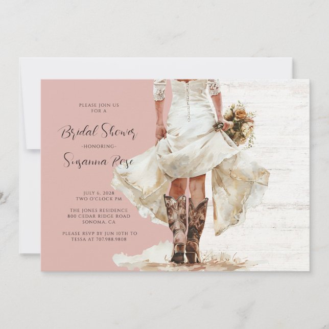 Convite Chá de panela de Boots do Noivo Vestido (Frente)