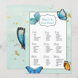 Convite Chá de panela de Borboleta Azul Aquarela Chic Teal