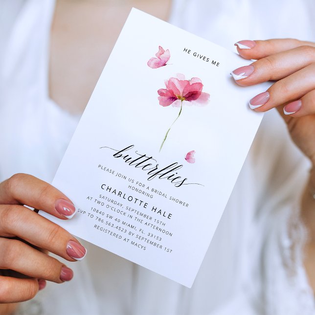 Convite Chá de panela de borboleta rosa (Criador carregado)
