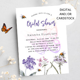 Convite Chá de panela de borboleta rosa púrpura