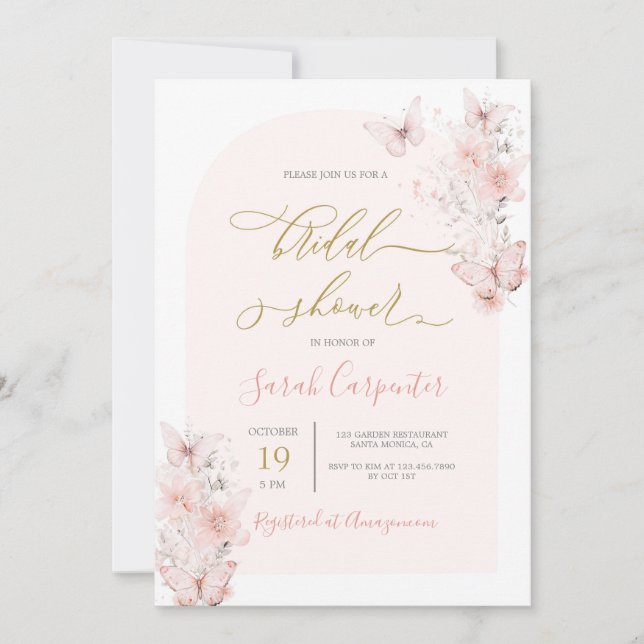 Convite Chá de panela de borboletas (Frente)