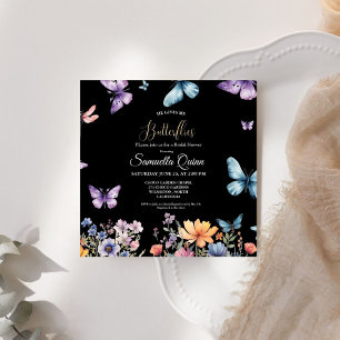 Convite Chá de panela de Borboletas de Aquarela Elegante