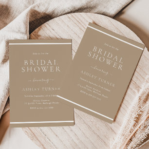 Convite Chá de panela de Borda Branca de Taupe Pálido Mode