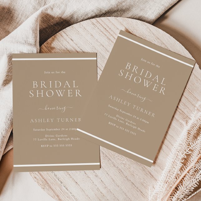 Convite Chá de panela de Borda Branca de Taupe Pálido Mode (Criador carregado)