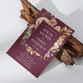 Convite Chá de panela de Borgonha Escura | Elegante Boho C