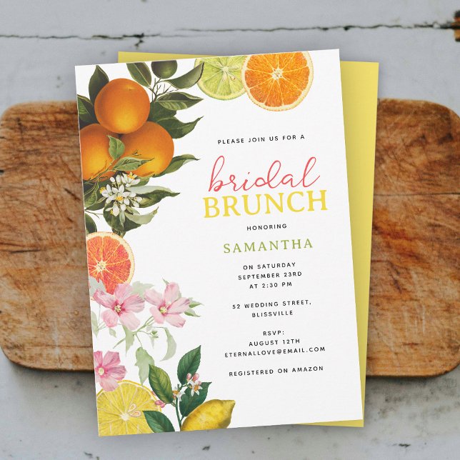 Convite Chá de panela de Bridal de Citrus de Aquarela (Watercolor Citrus Bridal Brunch Bridal Shower Invitation)